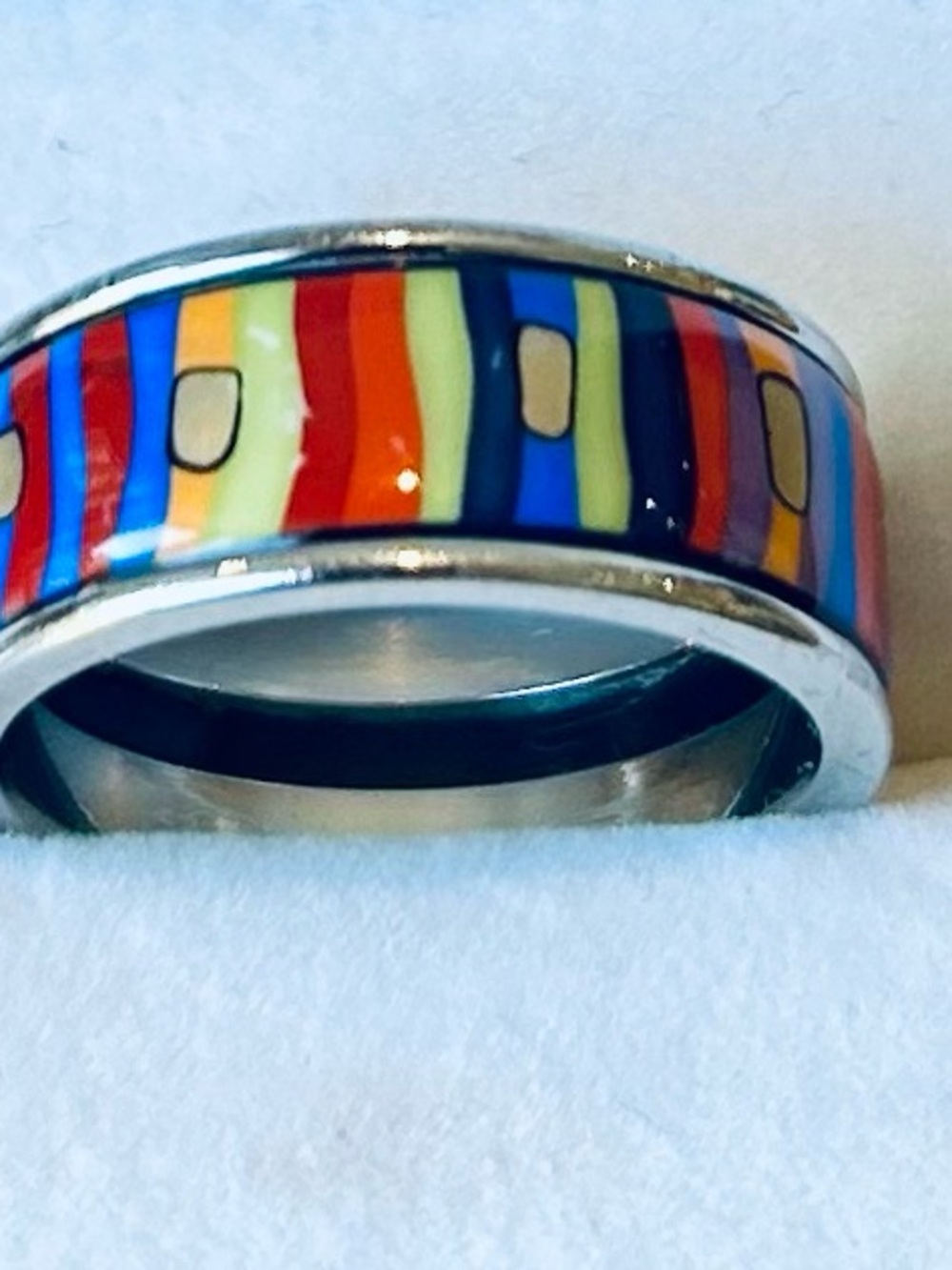 FREYWILLE Ring 💍 - Hundertwasser “Spiral of Life” Miss Ring Fire Enamel Silver - Picture 9 of 13